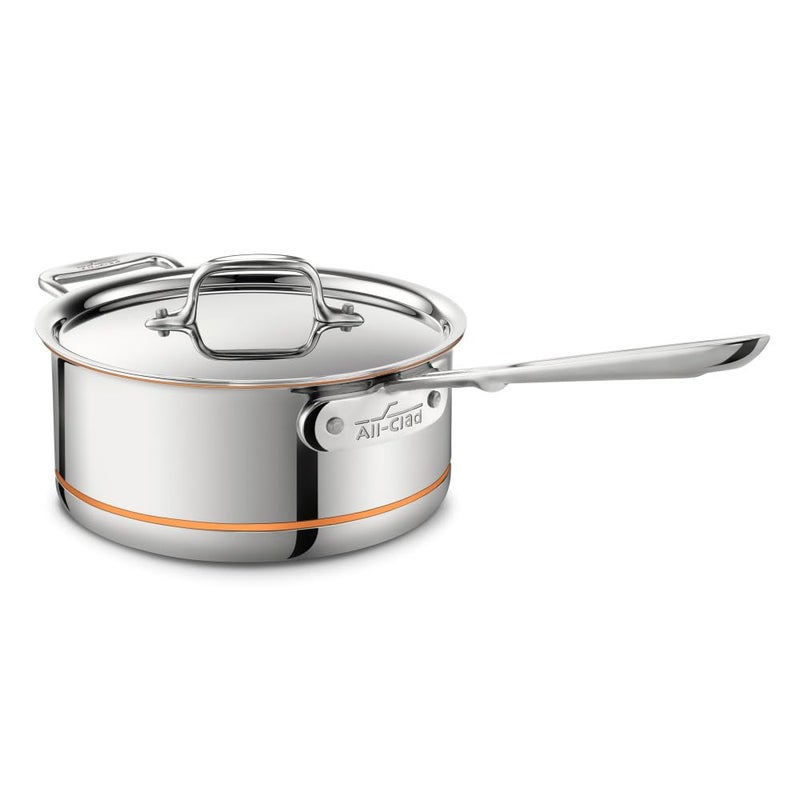 All-Clad AllClad Copper Core 5Ply Stainless Steel Sauce Pan 3 Quart Induction Oven Broiler Safe 600F Pots and Pans Cookware Silver 