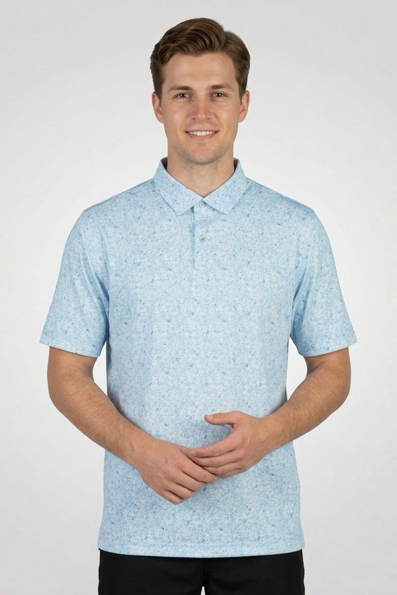 Greg Norman Men Sportswear Fit Short Sleeves Training Polo Shirt, Light Blue - Image 1