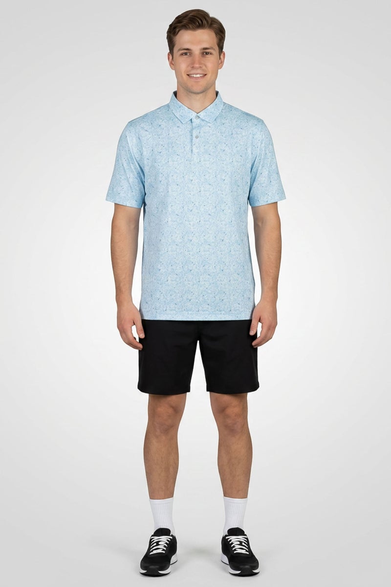 Greg Norman Men Sportswear Fit Short Sleeves Training Polo Shirt, Light Blue - Image 2