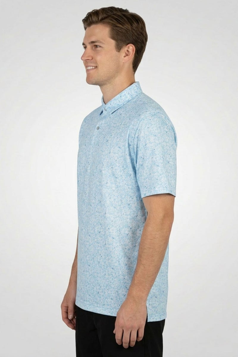 Greg Norman Men Sportswear Fit Short Sleeves Training Polo Shirt, Light Blue - Image 3