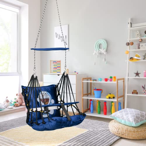 Patiofy Baby Jhula Swing - Hanging Indoor & Washable, Ideal For 1-5 Years With Safety Belt - Blue Metal, 15 Cm - Image 2