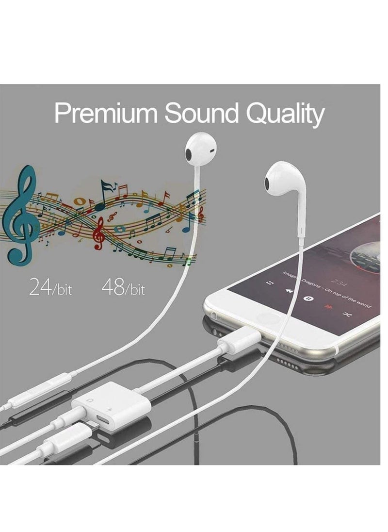 Generic - iPhone Headphones Adapter, Apple MFi Certified 2 in 1 Lightning to 3.5 mm Headphone Jack Adapter Dual Ports Dongle Charger Jack & AUX Audio 3.5mm Earphone Accessory for iPhone 12/11/X/XS/XR/8/7 - Image 1