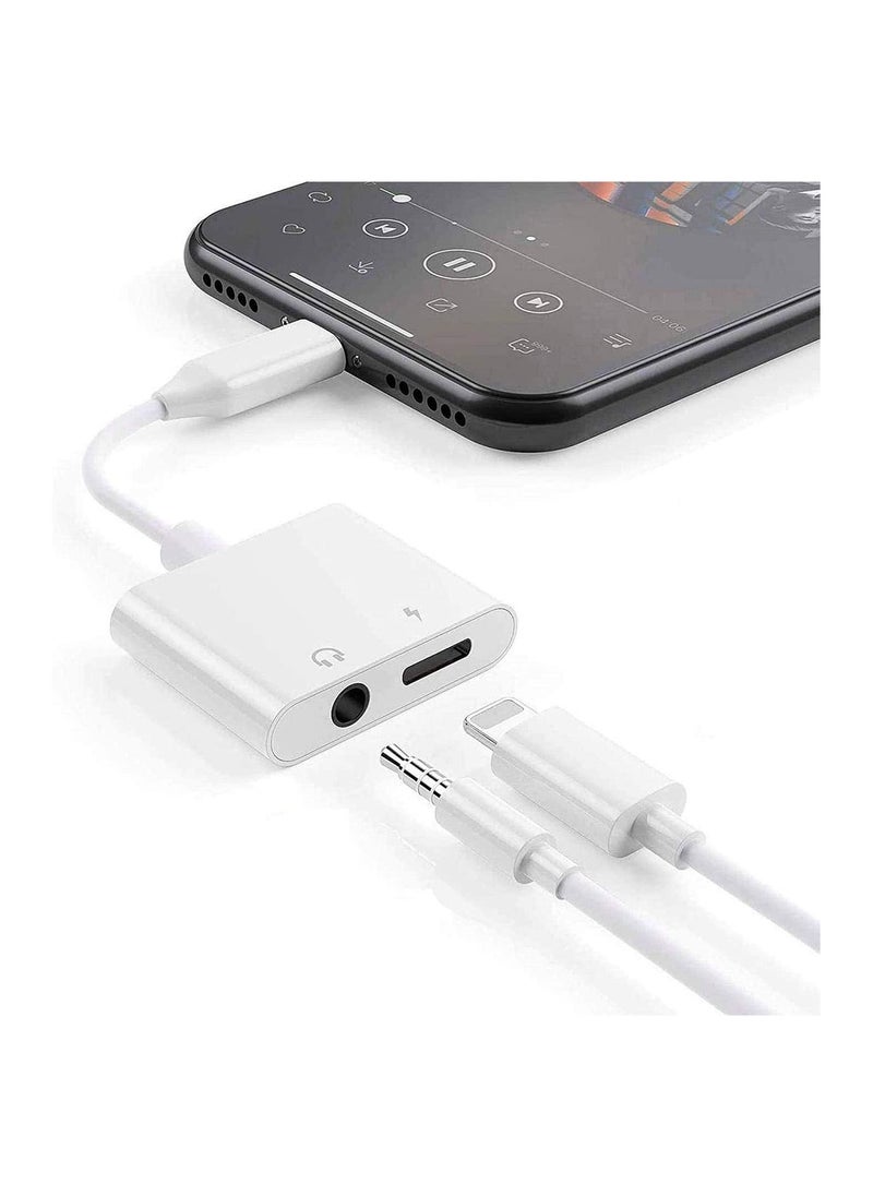 Generic - iPhone Headphones Adapter, Apple MFi Certified 2 in 1 Lightning to 3.5 mm Headphone Jack Adapter Dual Ports Dongle Charger Jack & AUX Audio 3.5mm Earphone Accessory for iPhone 12/11/X/XS/XR/8/7 - Image 1