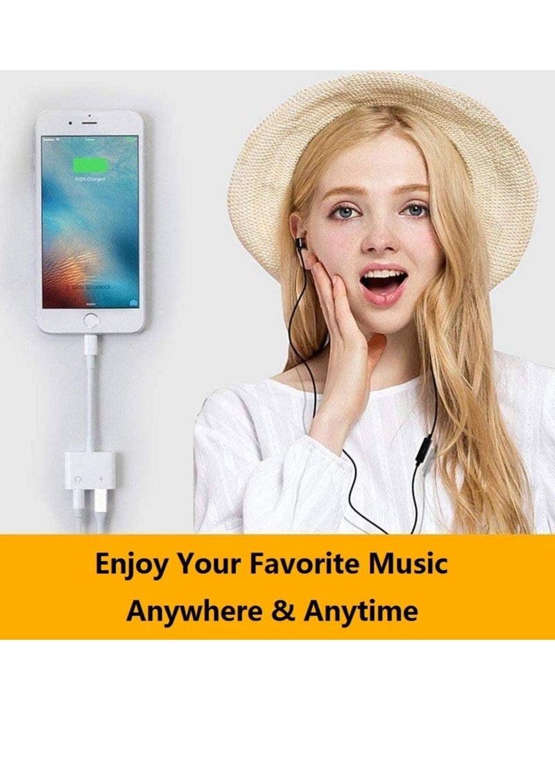 Generic - iPhone Headphones Adapter, Apple MFi Certified 2 in 1 Lightning to 3.5 mm Headphone Jack Adapter Dual Ports Dongle Charger Jack & AUX Audio 3.5mm Earphone Accessory for iPhone 12/11/X/XS/XR/8/7 - Image 1