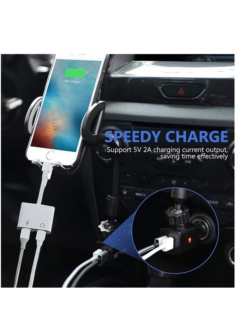 Generic - iPhone Headphones Adapter, Apple MFi Certified 2 in 1 Lightning to 3.5 mm Headphone Jack Adapter Dual Ports Dongle Charger Jack & AUX Audio 3.5mm Earphone Accessory for iPhone 12/11/X/XS/XR/8/7 - Image 1
