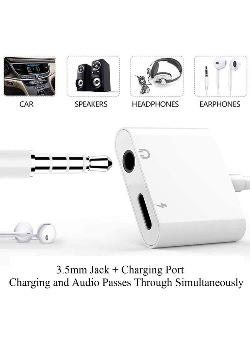 Generic - iPhone Headphones Adapter, Apple MFi Certified 2 in 1 Lightning to 3.5 mm Headphone Jack Adapter Dual Ports Dongle Charger Jack & AUX Audio 3.5mm Earphone Accessory for iPhone 12/11/X/XS/XR/8/7 - Image 1
