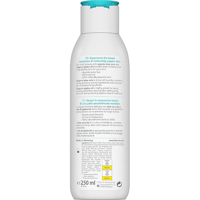 lavera Basis Sensitiv Body Lotion Express - Natural Cosmetics - Vegan - Organic Aloe Vera & Organic Jojoba Oil - Certified - 250ml, White - Image 2
