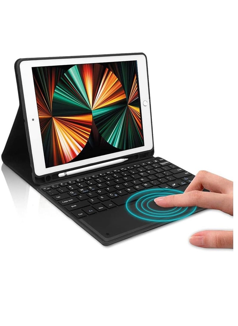 Generic - iPad Keyboard 9th Generation Keyboard for iPad 8th Generation 7th Gen 10.2/10.5 Inch Smart Trackpad Detachable Wireless with Pencil Holder Flip Stand Keyboard Case Black Color - Image 1