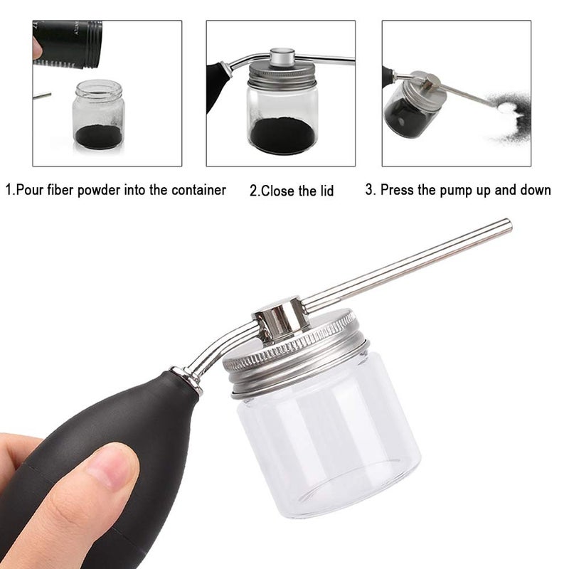Noverlife Powder Spray Bottles, 12.5G Hairdressing Tools Hair Building Fiber Spraying Bottle, Powder Duster Applicator Nozzle Pump Hair Loss Sprayer Atomizer, Dry Glitter/Mica Spray Pump Dispenser - Image 3