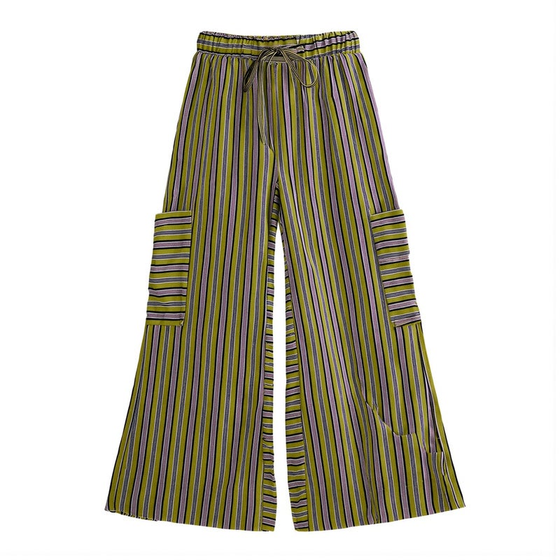 Women Striped Versatile High Matchability Pair With All Tops And Shoes Casual Pants Trousers S Blue - Image 4