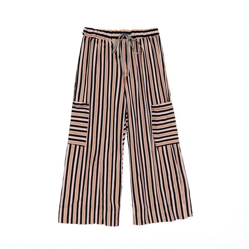 Women Striped Versatile High Matchability Pair With All Tops And Shoes Casual Pants Trousers S Blue - Image 1