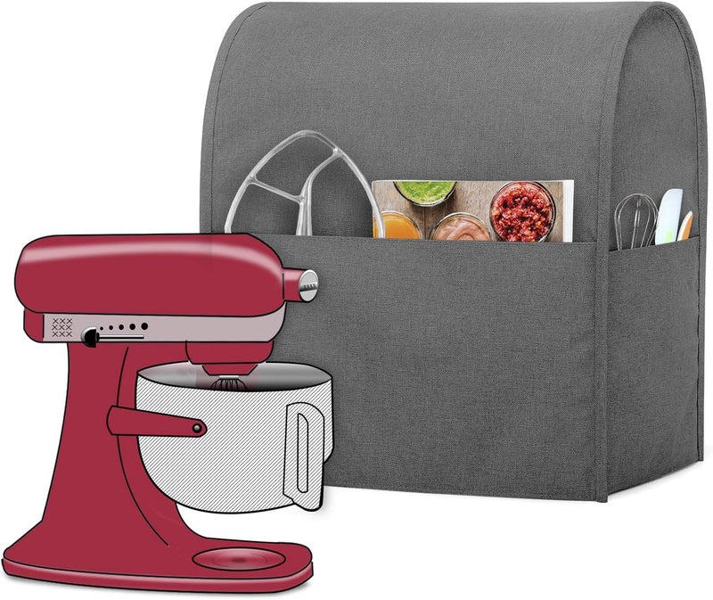 LUXJA Dust Cover Compatible with 6-8 Quart Stand Mixer, Cloth Cover with Pockets for Stand Mixer and Extra Accessories (Compatible with 6-8 Quart Stand Mixer), Gray All space matching look - Image 1