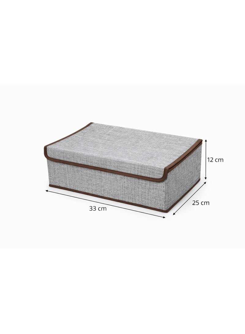 Fabric Storage Box with Lid, Closet Organizer with Dividers, Foldable Clothes Storage Bin for Underwear, Socks, Makeup & Accessories, Wardrobe Organizer Box 33 x 25 x 12 cm. Closet Storage Organizer Set Foldable Clothes Boxes - Image 5