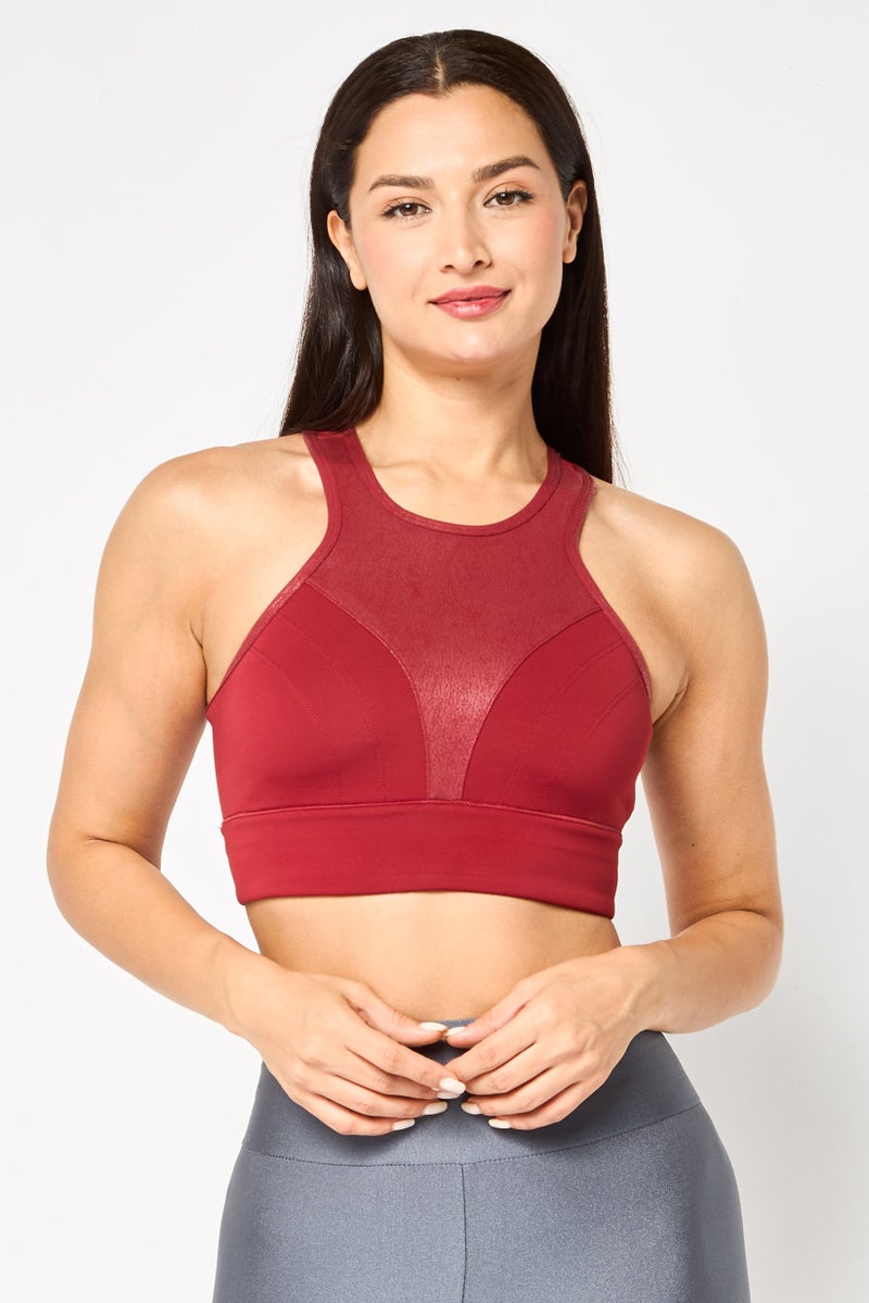 PUMA حمالة صدر رياضية بدون حشوة للنساء بدون أكمام، مارون - Image 1