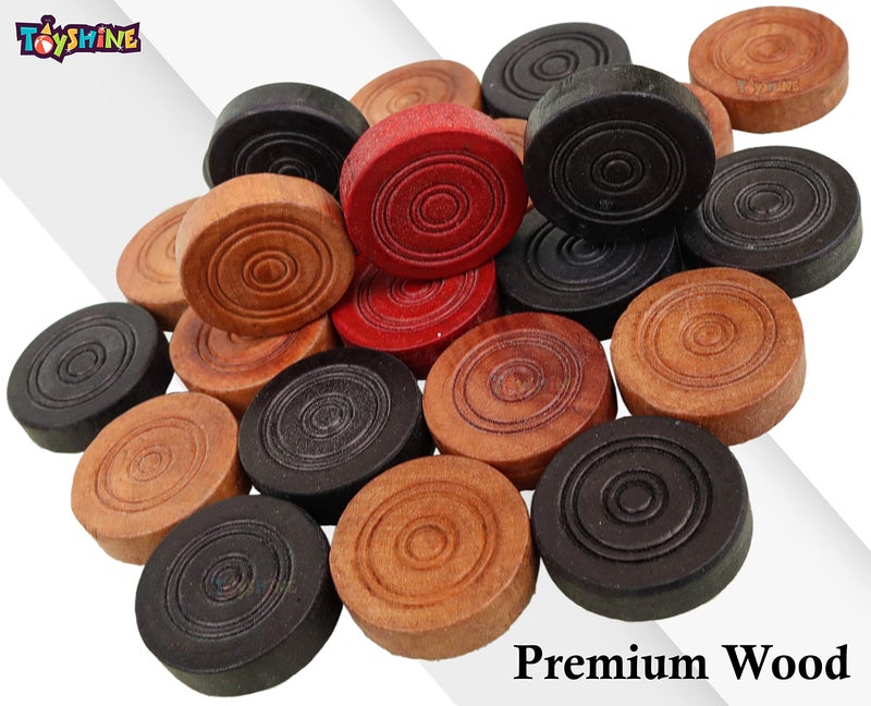 Toyshine 24Pc Bulldog Wooden Carrom Playing Coins Set -Durable Balanced Smooth Finish Coins with Storage Box - Image 3
