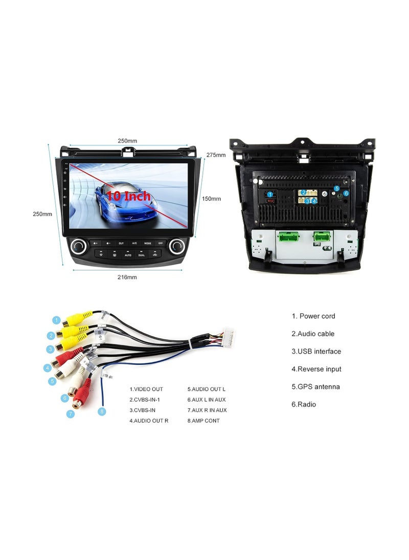 SHEZA STAR - Android Car Stereo for Honda Accord 2003 2004 2005 2006 2007 4GB RAM 64GB ROM Support Apple Carplay, Mirror-Link Wi-Fi BT, Radio GPS Navigation, 10 Inch IPS Touch Screen with Backup Camera Included - Image 1