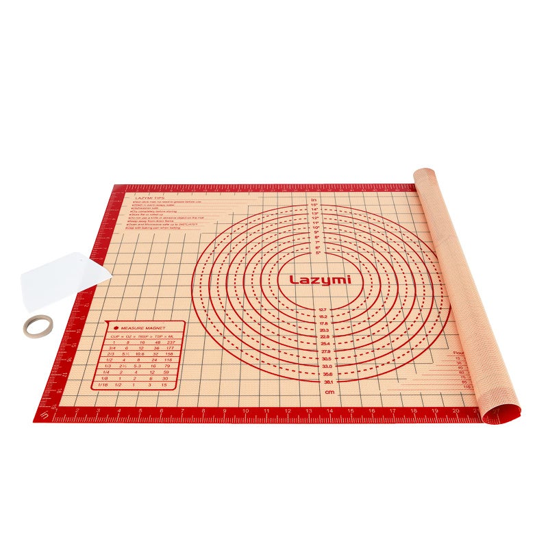 Extra Large  Thick Silicone Baking Mat 7151 cm Non Stick Pastry Rolling Sheet with Measurement NonSlip Silicon Dough kneading Board Counter Table Mat Placemat for PieCakePizza RedScraper