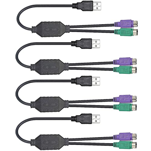 DaFuRui PS/2 to USB Adapter Cable, 4Pack PS2 Female to USB Male Converter Connector Adapter for PC Keyboard - Image 1