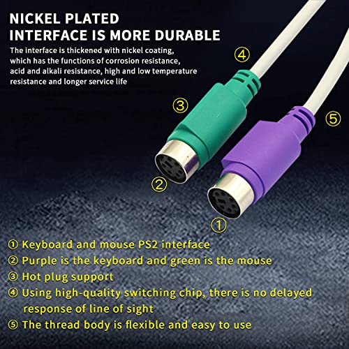 DaFuRui PS/2 to USB Adapter Cable, 4Pack PS2 Female to USB Male Converter Connector Adapter for PC Keyboard - Image 3