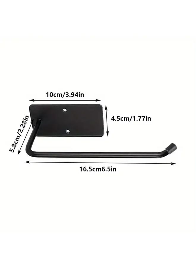 Black Wall Mounted Tissue Holder With Hooks Stainless Steel Space Saving For Kitchen Bathroom - Image 3