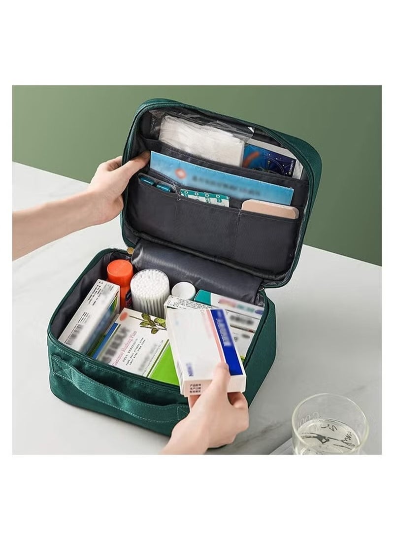 Generic - Empty First Aid Bags Travel Medical Supplies Cosmetic Organizer Insulated Medicine Bag Convenient Safety Kit Suit for Family Outdoors Hiking Camping Car Office Workplace Green - Image 1