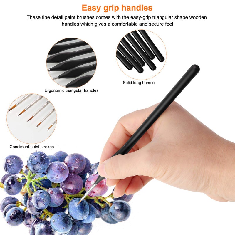 Silithus Paint Brushes Set 6 Pcs Fine Detail Rock Painting Brushes Set Paint Supplies Numbered for Oil Watercolor Acrylic - Scale Models (Black) - Image 3