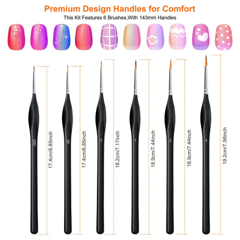 Silithus Paint Brushes Set 6 Pcs Fine Detail Rock Painting Brushes Set Paint Supplies Numbered for Oil Watercolor Acrylic - Scale Models (Black) - Image 2