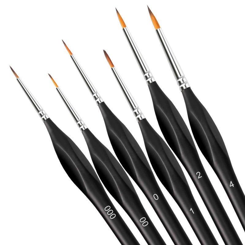 Silithus Paint Brushes Set 6 Pcs Fine Detail Rock Painting Brushes Set Paint Supplies Numbered for Oil Watercolor Acrylic - Scale Models (Black) - Image 1