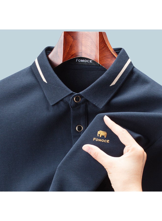 Fomoce business Polo Shirt Men's Long Sleeve Fashionable Comfortable Collar Versatile Long Sleeve T-shirt Men - Image 3