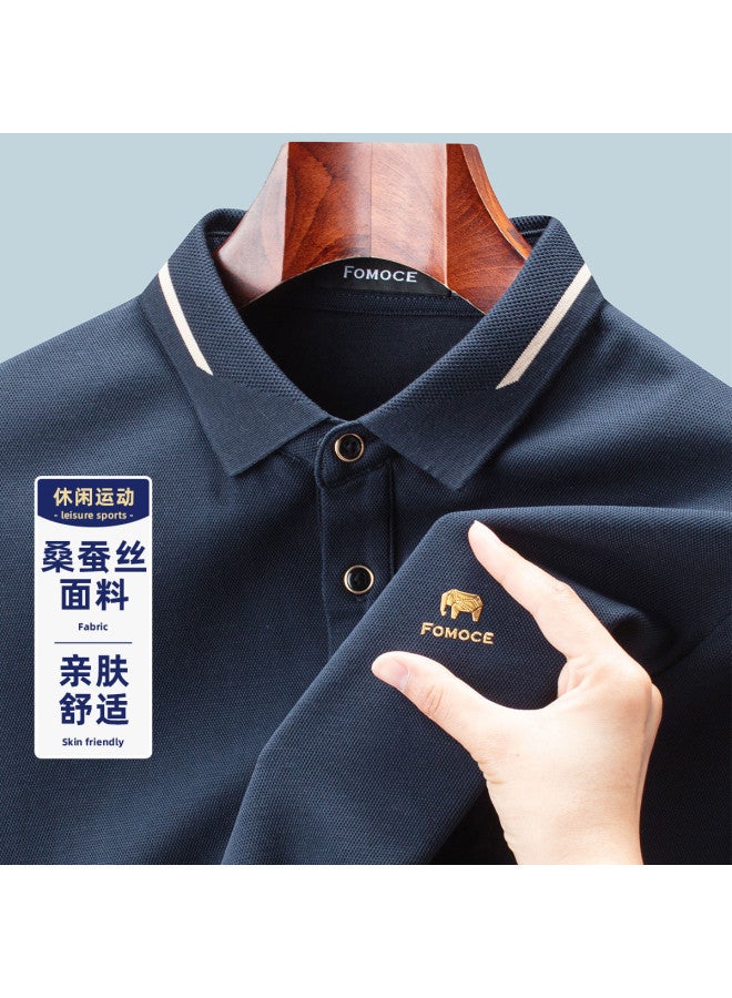 Fomoce business Polo Shirt Men's Long Sleeve Fashionable Comfortable Collar Versatile Long Sleeve T-shirt Men - Image 2