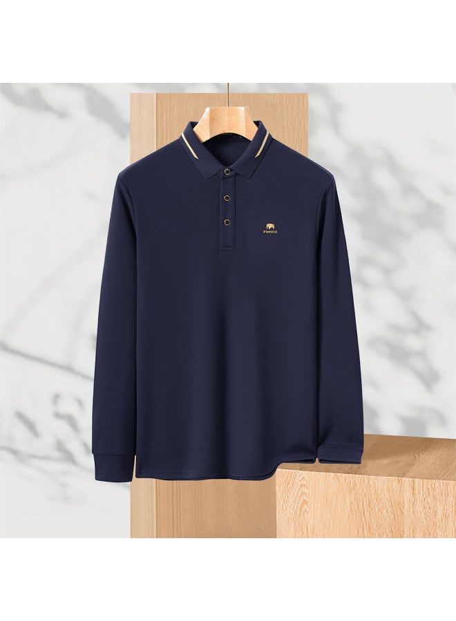Fomoce business Polo Shirt Men's Long Sleeve Fashionable Comfortable Collar Versatile Long Sleeve T-shirt Men - Image 4