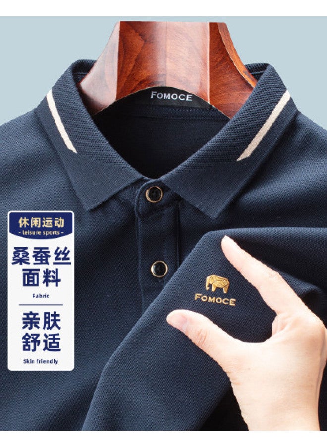 Fomoce business Polo Shirt Men's Long Sleeve Fashionable Comfortable Collar Versatile Long Sleeve T-shirt Men - Image 1