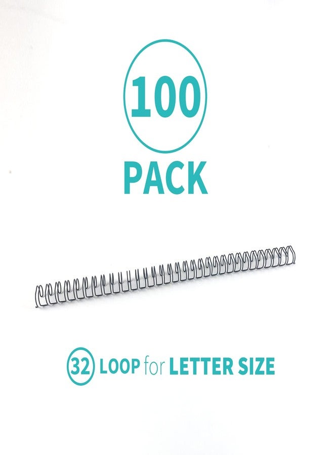 Binditek 100 Pack Double Loop Wire Binding Spines, 1/4Inch Binding Wire for Letter Size, 3:1 Pitch, 20 Sheet Capacity, 32-Loop, Black, for Students and Coworkers - Image 3