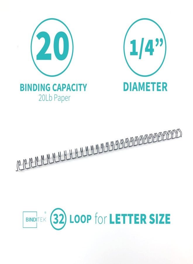 Binditek 100 Pack Double Loop Wire Binding Spines, 1/4Inch Binding Wire for Letter Size, 3:1 Pitch, 20 Sheet Capacity, 32-Loop, Black, for Students and Coworkers - Image 2