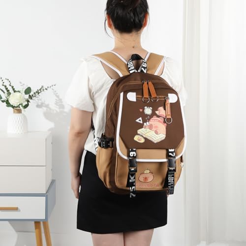 Lushandy Capybara Backpack, Cute Capibara Backpacks Kawaii Kapibara Stuff Large Cartoon Capybara Bag Ita Bag - Image 2