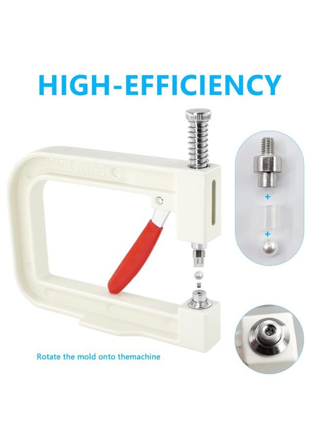 SHRJ Pearl Setting Tools Hand Press Machine with White Pearl Beads, Rivet Studs and Tools, for Decorating Clothes, Dresses, Bag, Hair Band or DIY Crafts - Image 4