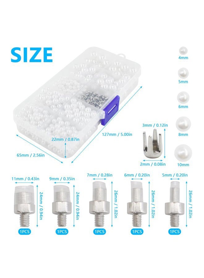 SHRJ Pearl Setting Tools Hand Press Machine with White Pearl Beads, Rivet Studs and Tools, for Decorating Clothes, Dresses, Bag, Hair Band or DIY Crafts - Image 3