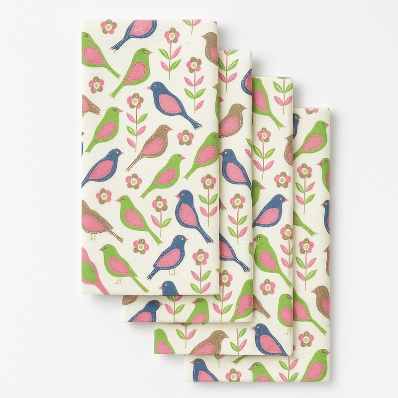 CRAZYWEAVES Premium Cotton Napkins | Bird Paradise Print – Dining & Kitchen Cloth Towels for Home and Resturant | Bird Print Cotton Towels for Kids, School Launch Towels for Daily Use - Image 1