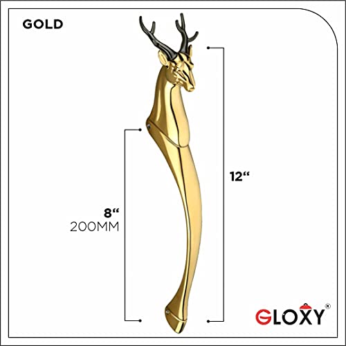 GLOXY ENTERPRISE Aluminium 12 Inch Brass Deer Shape Curved Main Door Handle Decorative Push & Pull Door Handle Vintage Classy Look for Glass and Wooden Door (Pack of 1, Gold Color) - Image 5