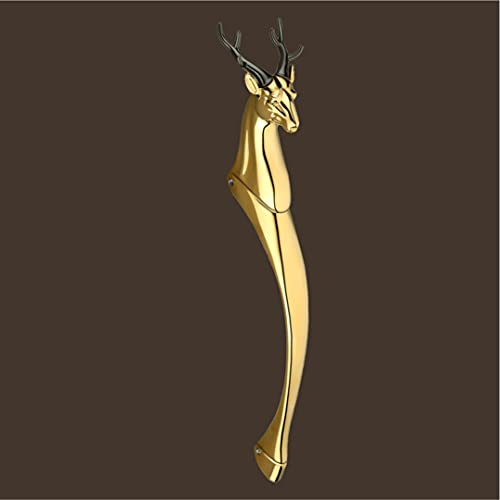 GLOXY ENTERPRISE Aluminium 12 Inch Brass Deer Shape Curved Main Door Handle Decorative Push & Pull Door Handle Vintage Classy Look for Glass and Wooden Door (Pack of 1, Gold Color) - Image 2
