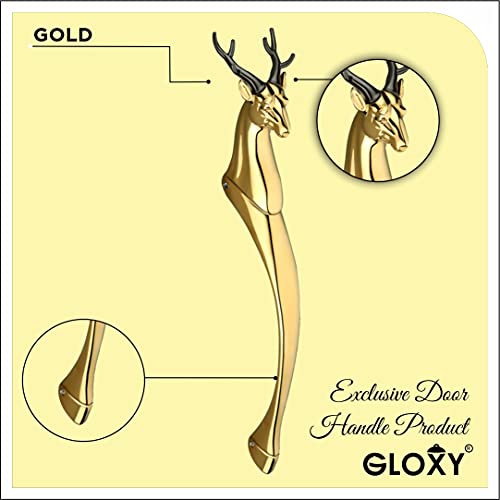 GLOXY ENTERPRISE Aluminium 12 Inch Brass Deer Shape Curved Main Door Handle Decorative Push & Pull Door Handle Vintage Classy Look for Glass and Wooden Door (Pack of 1, Gold Color) - Image 4