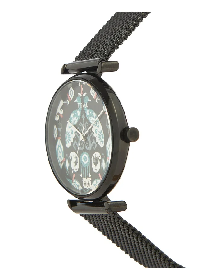 Chumbak Peacock Peeper Watch, Metal Mesh Strap - Blue