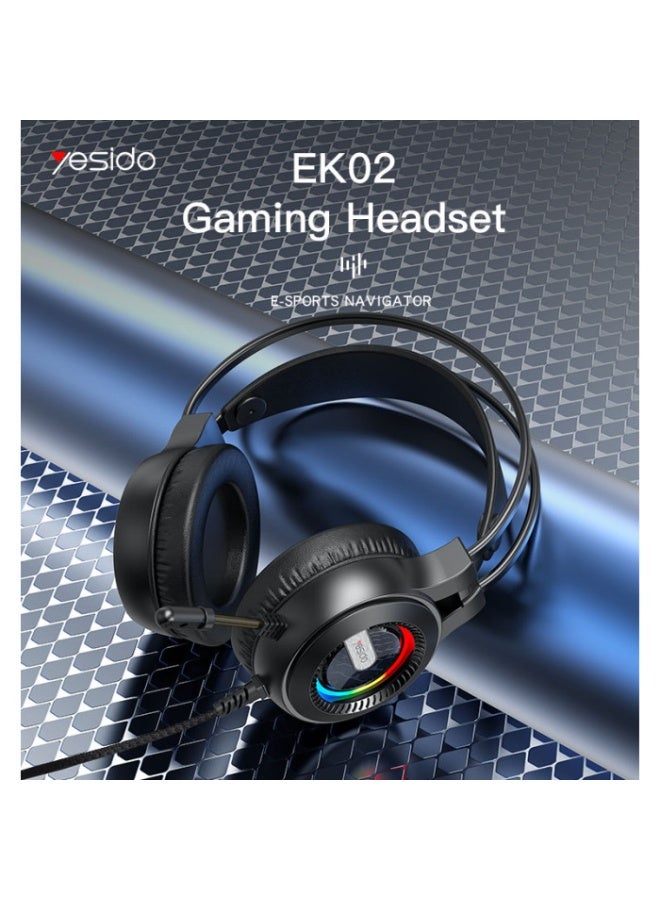Yesido EK02 With RGB light professional bass gaming headset headphones with confortable metal earing - Image 2