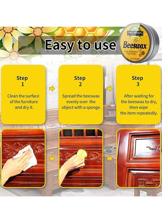 WILLIAM WEIR Natural Beeswax Furniture Polish Wood Seasoning Beeswax for Wood Polish and Conditioner Multipurpose Waterproof and Repair Wood Wax Wood Cleaner and Polish Furniture Wax  - Image 3