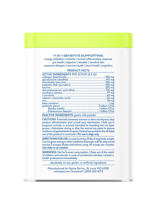 native pet - The Daily Dog Supplement  11 In 1 Dog Multivitamin  Tasty Scoop With Dog Vitamins And Supplements  Super Multi Vitamin For Dog Energy, Mobility, Skin & Coat  12 Active Ingredients 14 Oz - Image 1
