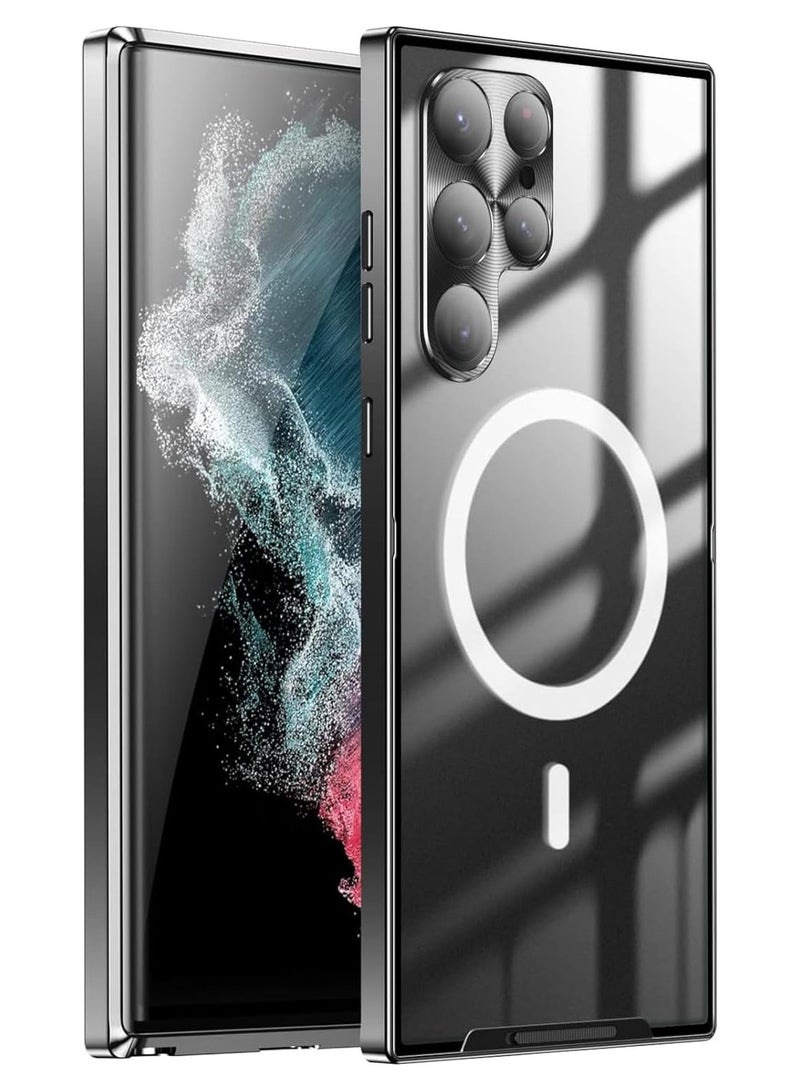 AROAQ Case for Samsung Galaxy S24 Ultra, Aluminum Magnetic Support Wireless Charging,Compatible with Magsafe, Metal Camera Protection Matte Cover - Image 1