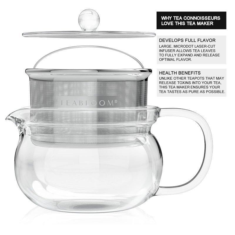Teabloom Kyoto 2-in-1 Tea Kettle and Tea Maker - Glass Teapot with Removable Loose Tea Filter - Tea Connoisseur's Choice - Image 5