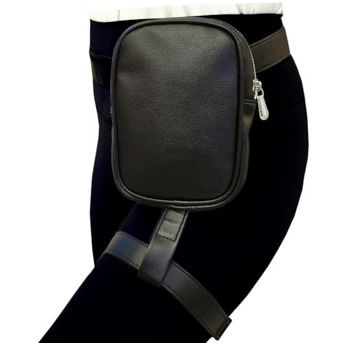 Larswon Leg Harness Bag for Women - Synthetic Leather Thigh Pouch Hip Fanny Pack Black - Image 1