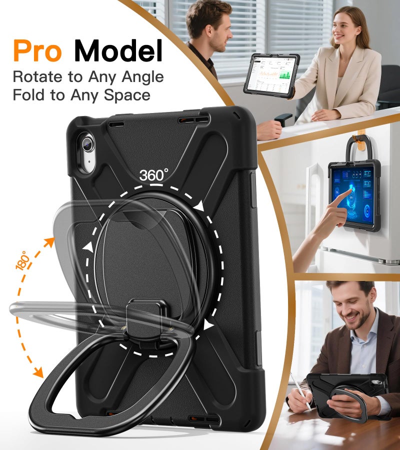BATYUE Case for iPad (A16) 11th/10th Gen 11''/10.9'' 2025/2022 - Heavy Duty Shockproof Cover with 360Â° Rotating & 180Â° Folding Stand, Screen Protector, Shoulder Strap & Pencil Holder | Black - Image 5