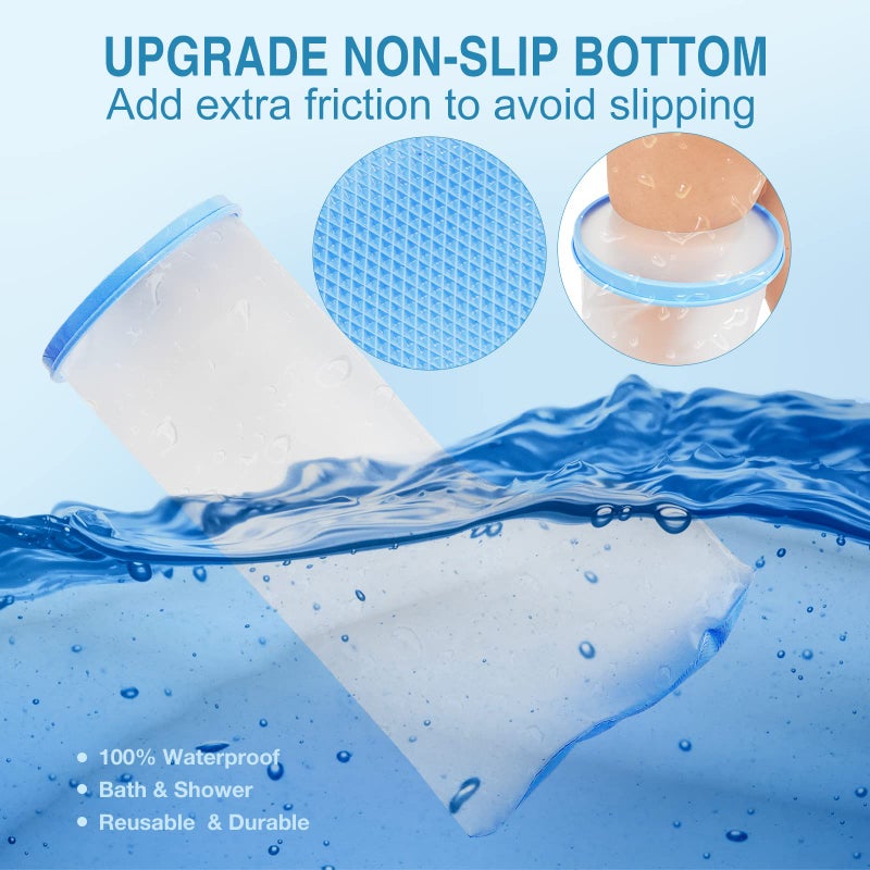 Qinaoco Waterproof Extra Wide Leg Cast Cover for Shower Adults, Extra Large Half Leg Shower Cover with Non-Slip Bottom, Watertight Foot Protector for Plus Size Adults Surgery Shower Boot - Image 2